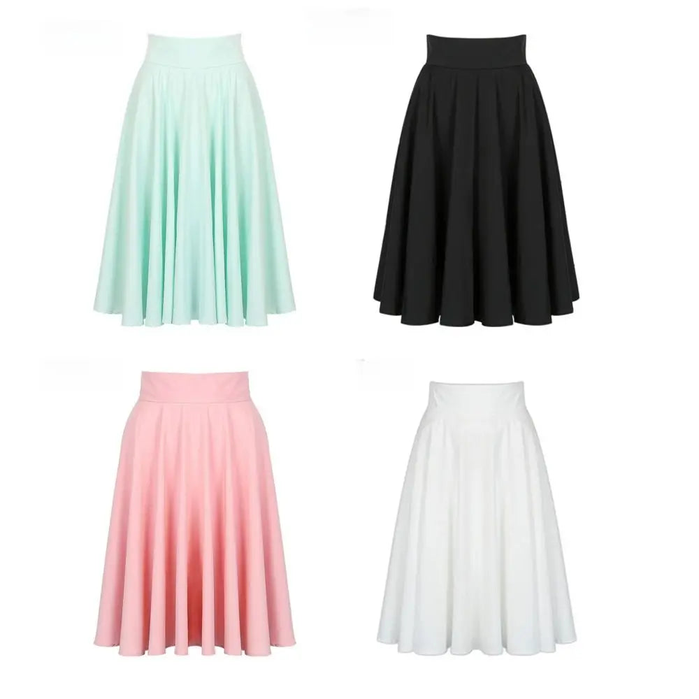 Fashion Solid Color High Waist Skirt Bohemian Style Casual Mid-length Skirt Pleated Skirt Summer