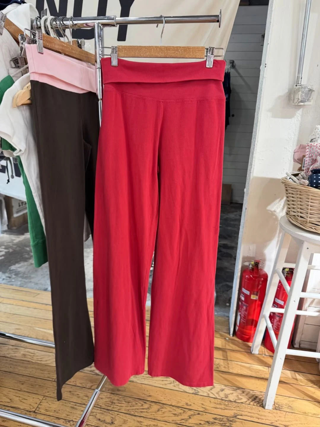 Mint Green Foldover Straight Pants Women Summer Low Waist Cotton Trousers Casual Sweet Girl Preppy Style New Sport Yoga Pants