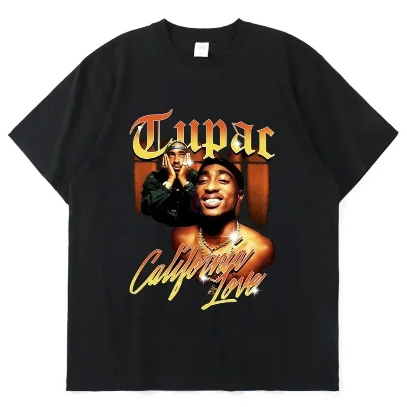 Women T-shirt Rapper Tupac Tops Hip Hop Streetwear T Shirts Oversized Short Sleeves Tee Men Graphic T Shirt