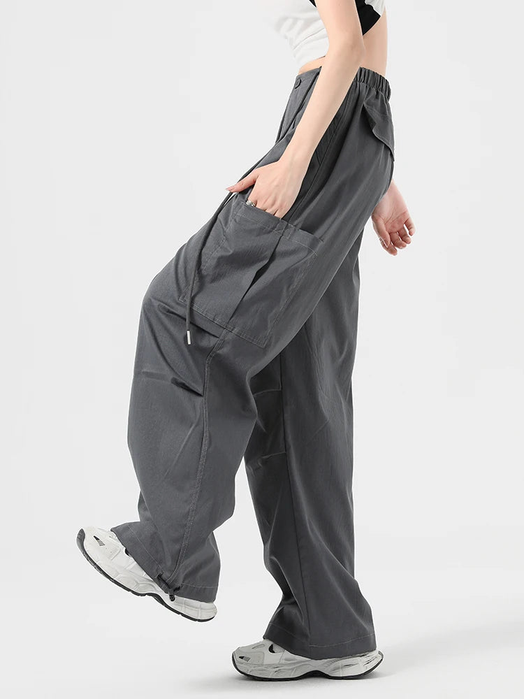Retro Cargo Pants Women’s Y2K Drawstring Elastic Waist Sweatpants Stylish Streetwear Style Sweatpants Woman Clothes Pants