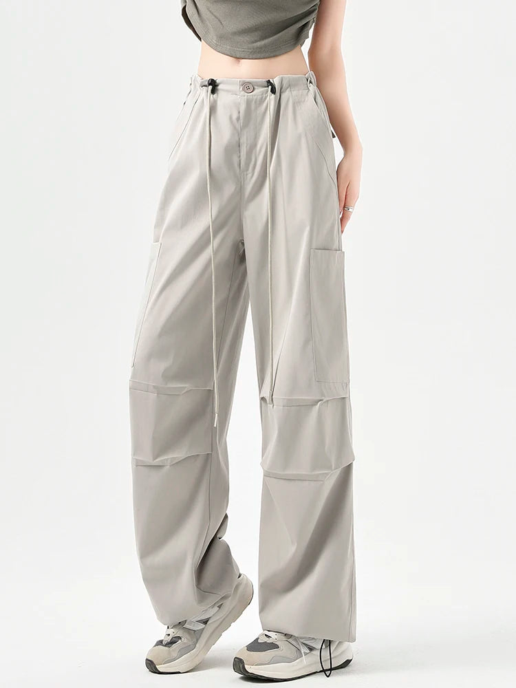 Retro Cargo Pants Women’s Y2K Drawstring Elastic Waist Sweatpants Stylish Streetwear Style Sweatpants Woman Clothes Pants
