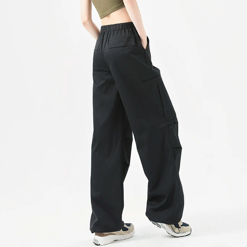 Retro Cargo Pants Women’s Y2K Drawstring Elastic Waist Sweatpants Stylish Streetwear Style Sweatpants Woman Clothes Pants