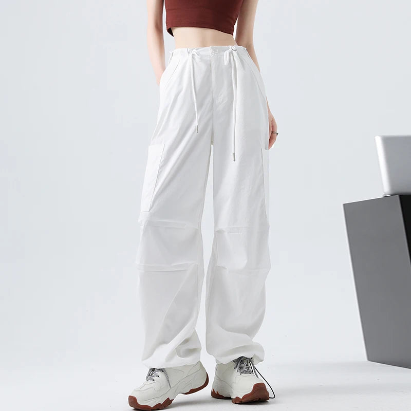 Retro Cargo Pants Women’s Y2K Drawstring Elastic Waist Sweatpants Stylish Streetwear Style Sweatpants Woman Clothes Pants
