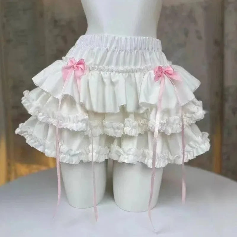 Mini Skirts for Women Sweet Cute Jupe Fashion Summer Japanese 2026 Faldas Mujer De Moda Bow Polka Dot Ruffles Y2k Skirt