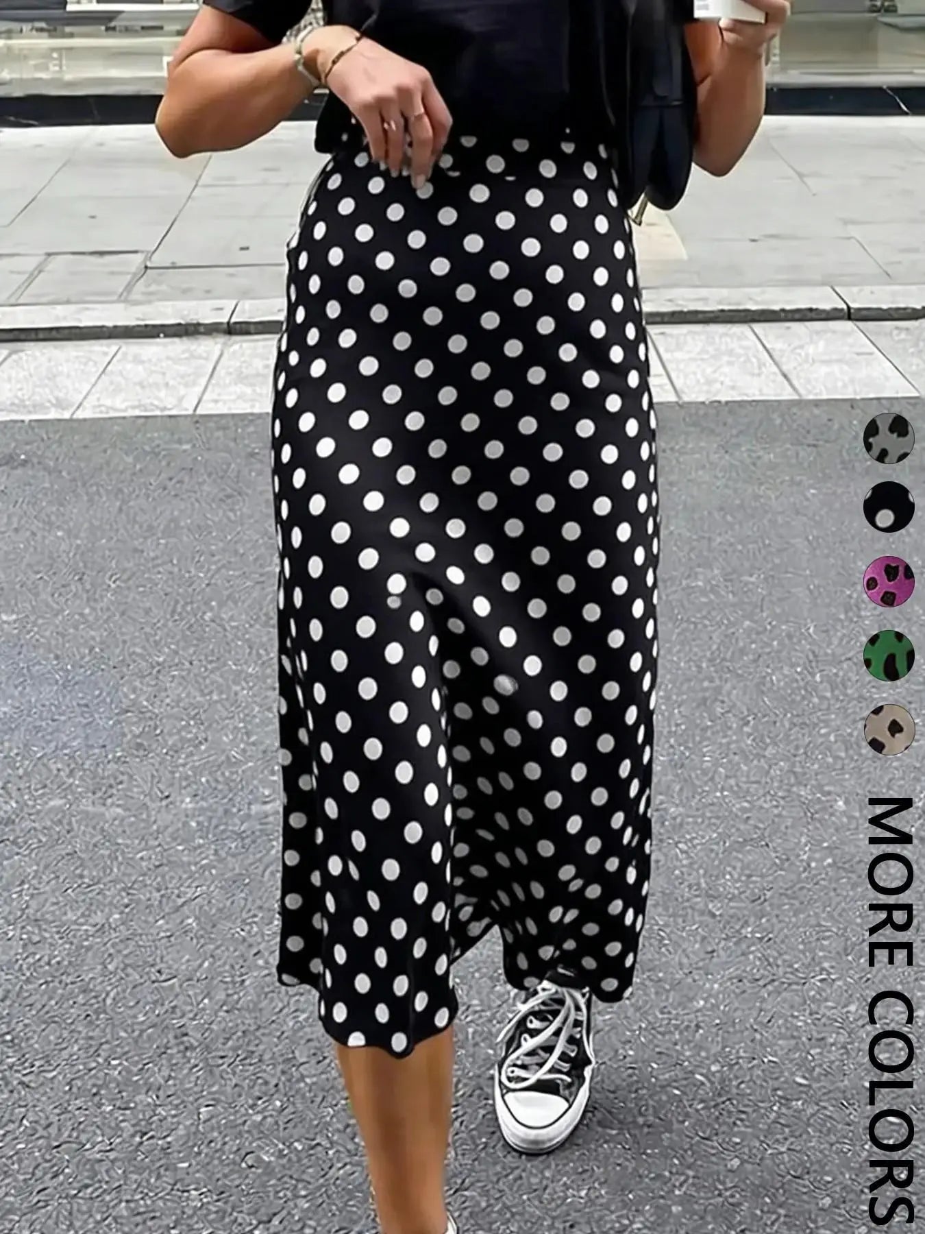 Vintage Polka Dot  Mermaid Skirts for Women 2026 New Spring Summer High Waist Casual Mid Length Women's