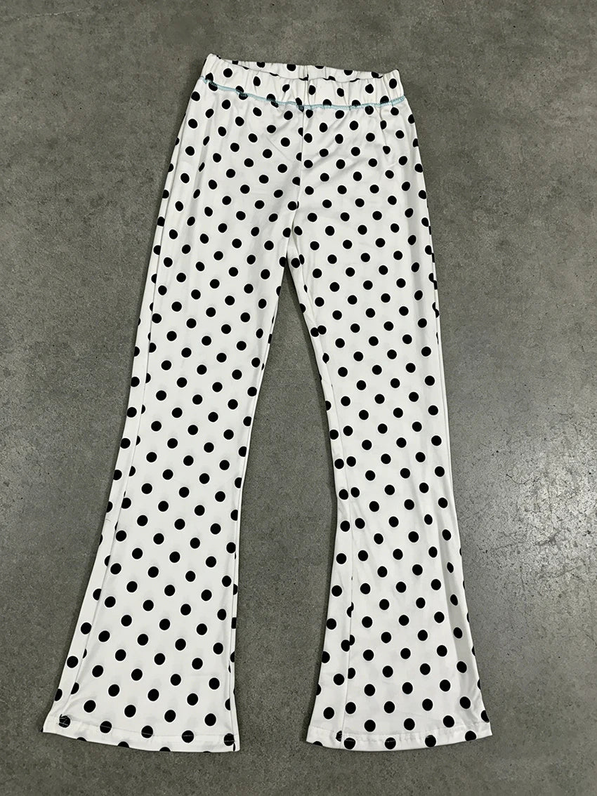 Fashionable Aesthetics Polka Dot Letter Printed Sexy Pants For Women American Retro High Street Versatile Classics Flared Pants