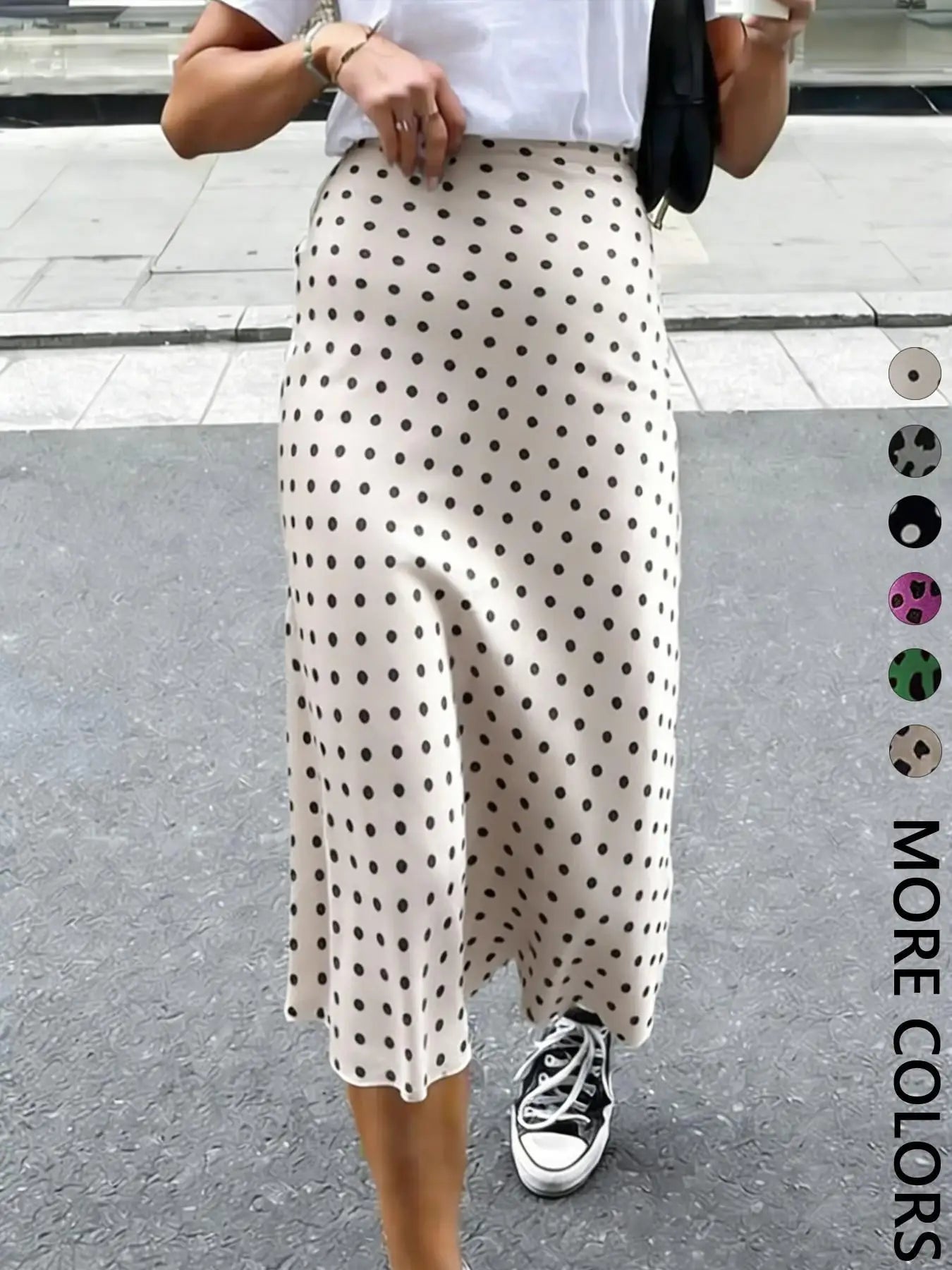 Vintage Polka Dot  Mermaid Skirts for Women 2026 New Spring Summer High Waist Casual Mid Length Women's