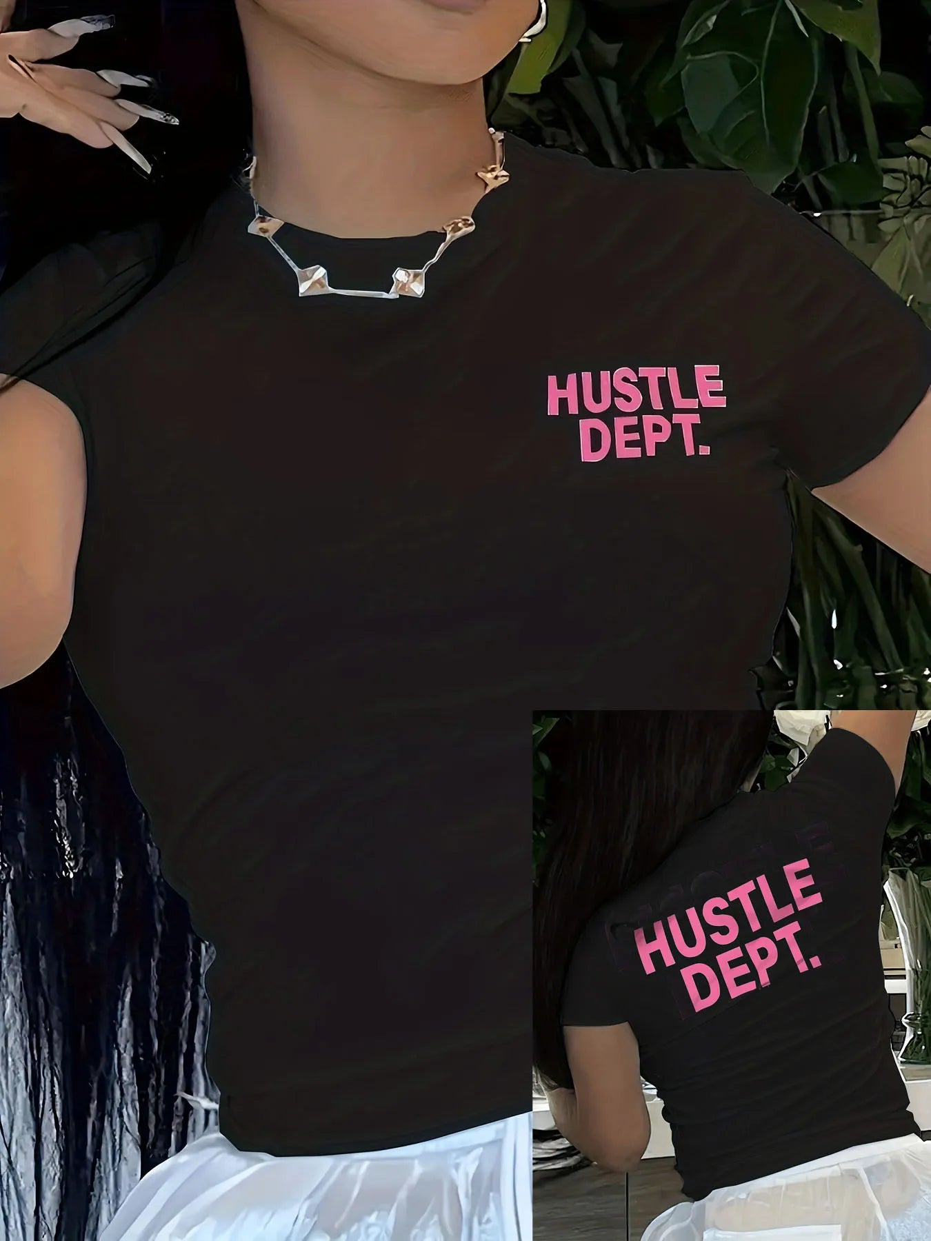 Hustle Dept Print T-Shirts Summer Women's Shirt Short Sleeve Neck Fashion Casual Sport Clothes Basic Tee Harajuku Style Y2k Tops
