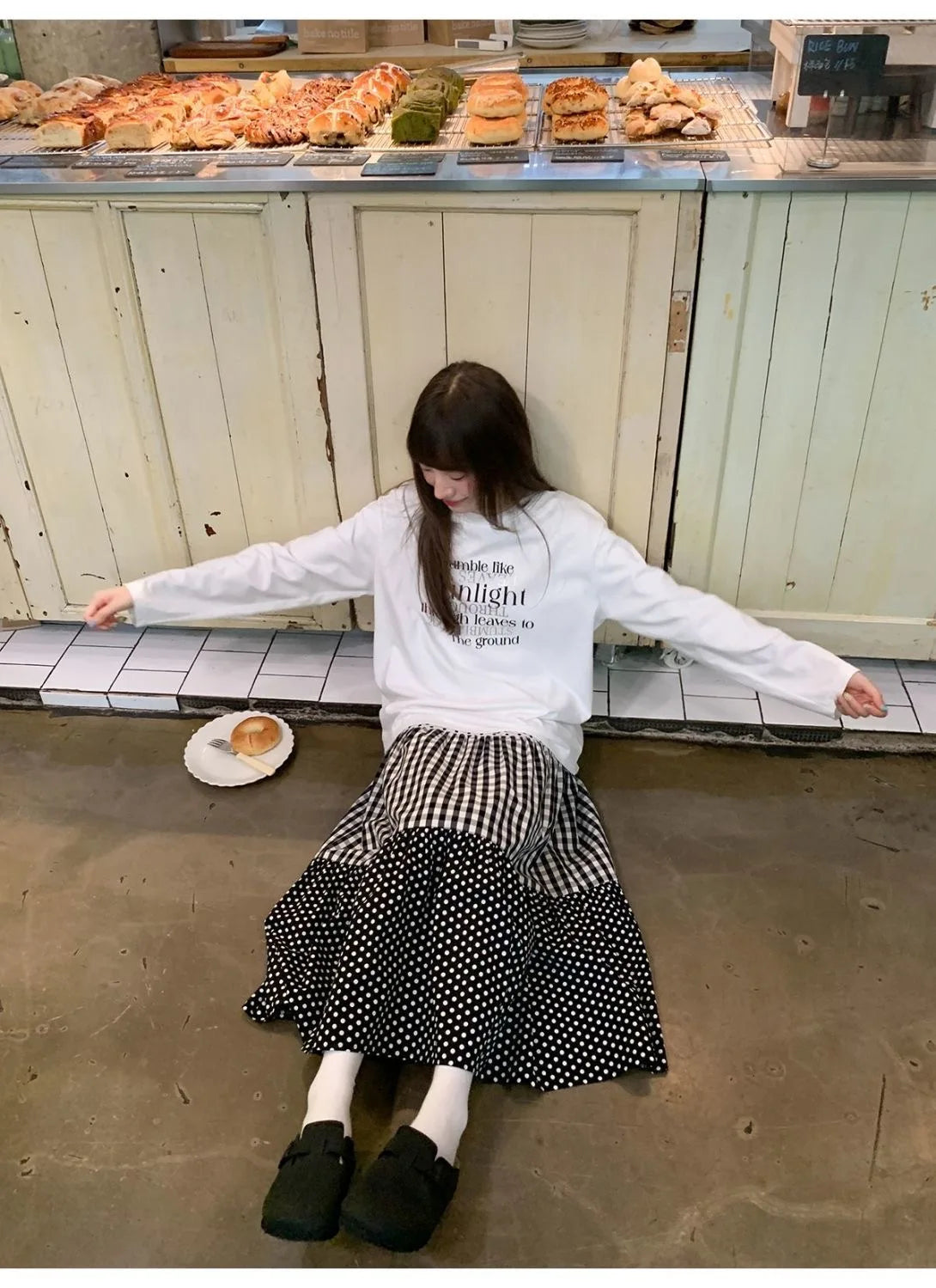 Women Patchwork Maxi Skirt Polka Dot Plaid Tiered Long Skirt Casual Loose High Waist A Line Flowy Beach Vacation Skirts