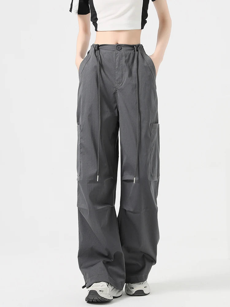 Retro Cargo Pants Women’s Y2K Drawstring Elastic Waist Sweatpants Stylish Streetwear Style Sweatpants Woman Clothes Pants