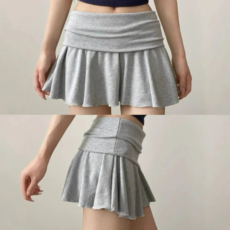 Waist-Flipping  Ruched Skirts Prevent Exposure Golf Sports Women Short Dress High Elasticity Athletic Short High Waist Skirt