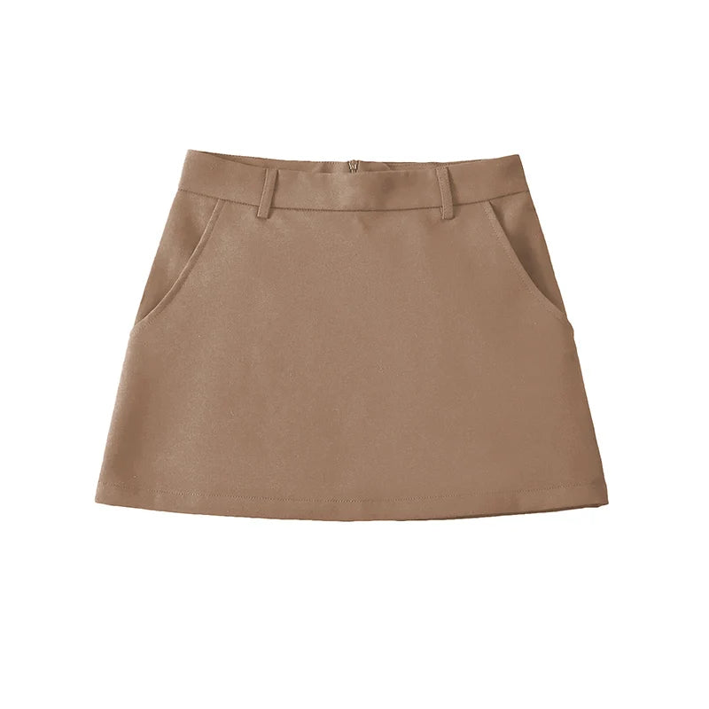 Willshela Women Fashion Solid Back Zipper A-Line Mini Skirt Vintage High Waist Female Chic Lady Skirts