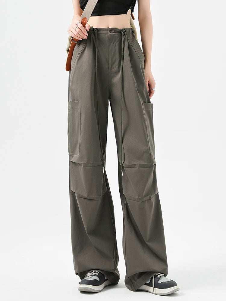Retro Cargo Pants Women’s Y2K Drawstring Elastic Waist Sweatpants Stylish Streetwear Style Sweatpants Woman Clothes Pants