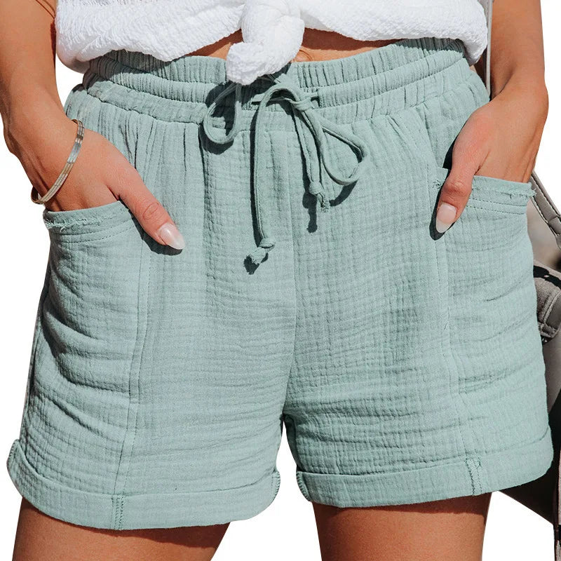 Summer New Women's Clothing High Waist Lace-up Loose Wide-leg Shorts Women Shorts Women Women Clothing