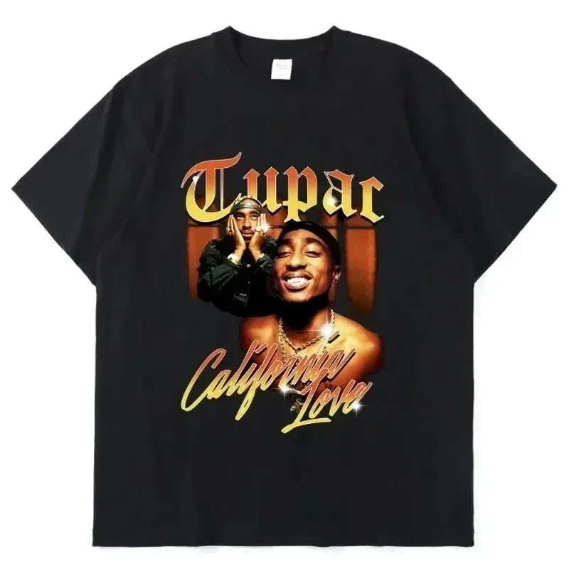 Women T-shirt Rapper Tupac Tops Hip Hop Streetwear T Shirts Oversized Short Sleeves Tee Men Graphic T Shirt