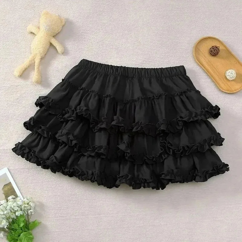 Mini Skirts for Women Sweet Cute Jupe Fashion Summer Japanese 2026 Faldas Mujer De Moda Bow Polka Dot Ruffles Y2k Skirt