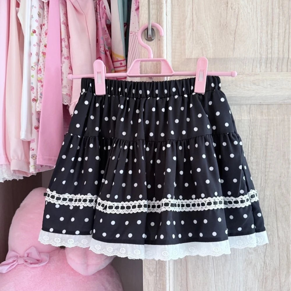 Japanese Sweet Lolita Tiered Mini Skirt Gingham Bow Lace Trim Blue Beige Harajuku Subculture Sweet Kawaii Party Outfit Sweetwear