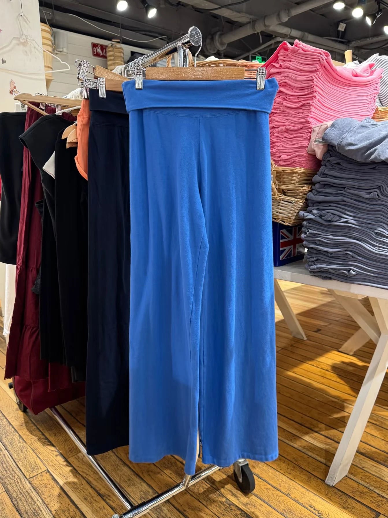 Mint Green Foldover Straight Pants Women Summer Low Waist Cotton Trousers Casual Sweet Girl Preppy Style New Sport Yoga Pants