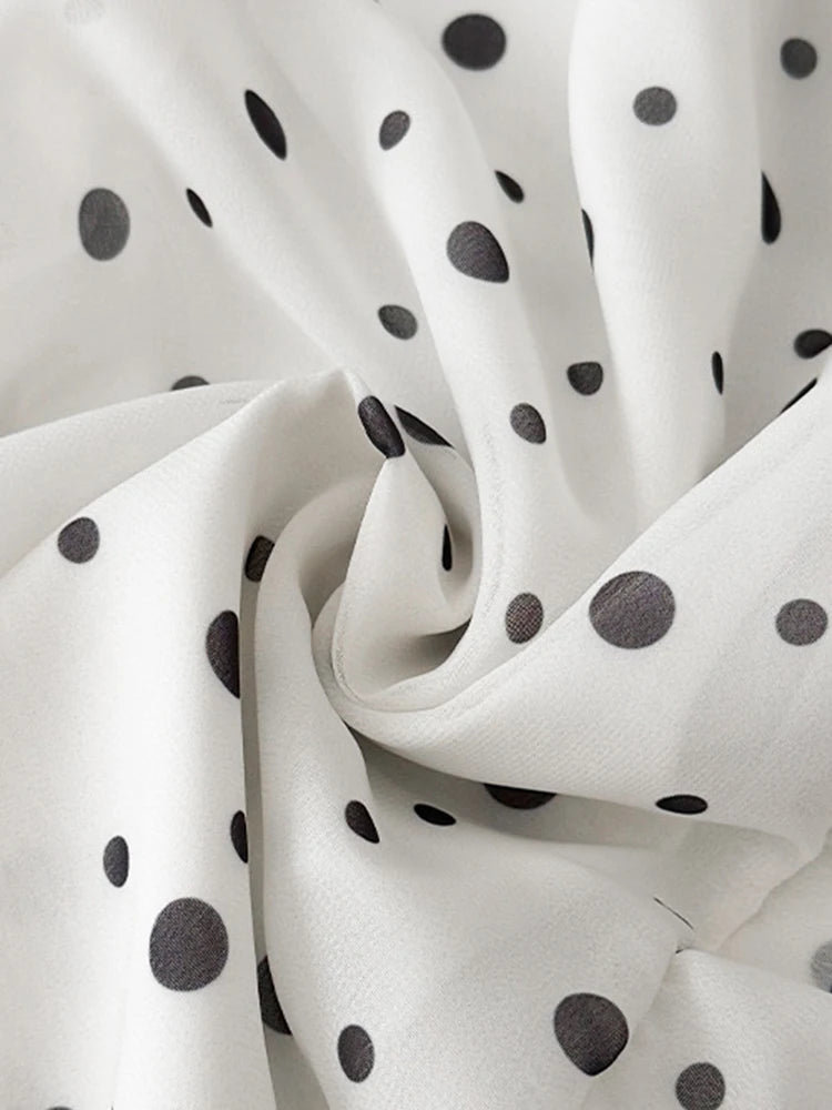 Fashion Irregular Polka Dot Midi Skirt Women Summer Thin High Waist Chiffon Skirts Woman Korean Style White Ruffled A-line Skirt
