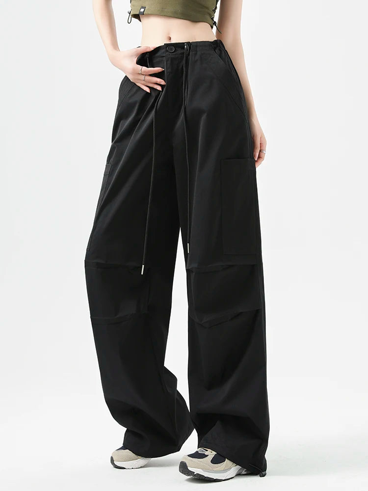 Retro Cargo Pants Women’s Y2K Drawstring Elastic Waist Sweatpants Stylish Streetwear Style Sweatpants Woman Clothes Pants