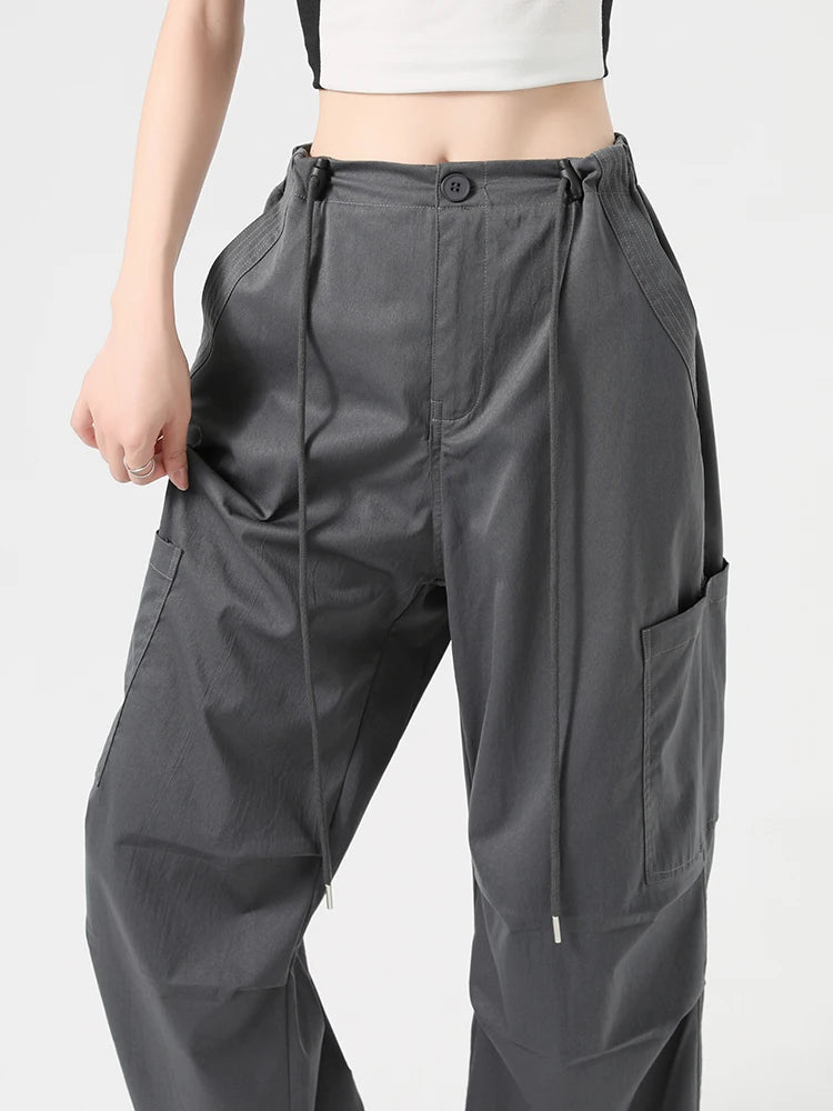 Retro Cargo Pants Women’s Y2K Drawstring Elastic Waist Sweatpants Stylish Streetwear Style Sweatpants Woman Clothes Pants