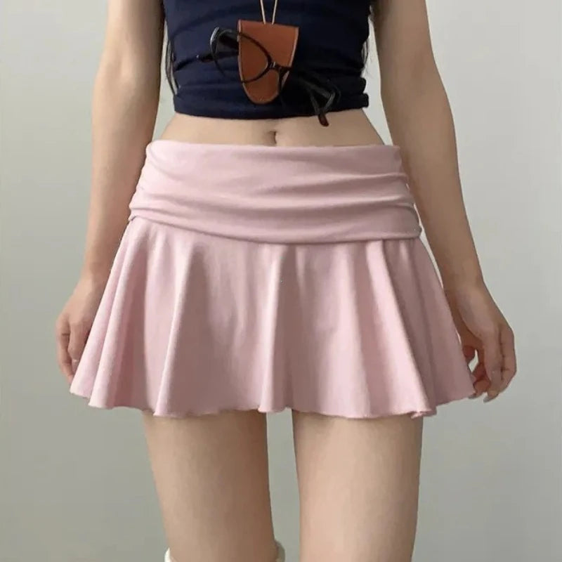 Waist-Flipping  Ruched Skirts Prevent Exposure Golf Sports Women Short Dress High Elasticity Athletic Short High Waist Skirt