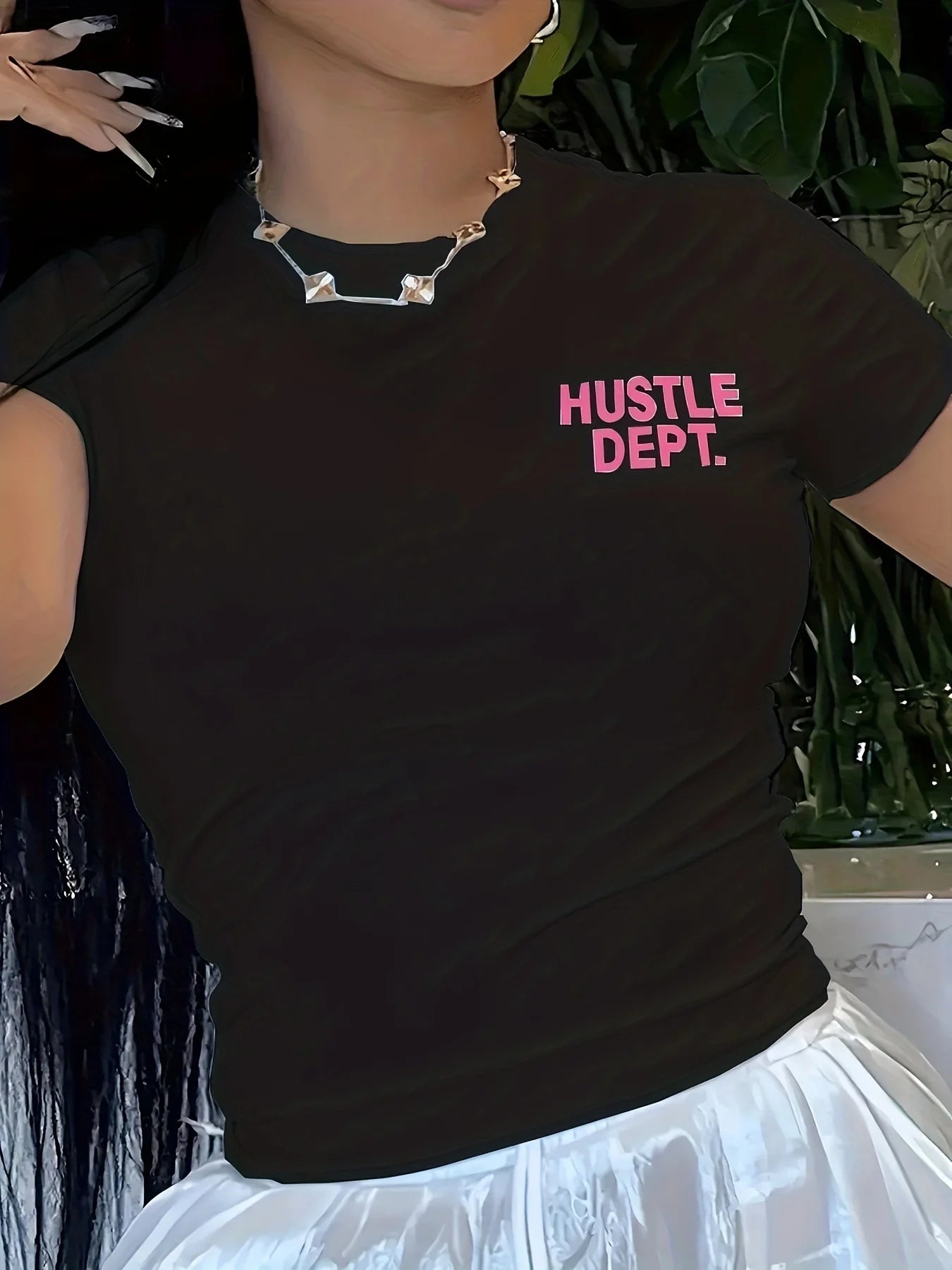 Hustle Dept Print T-Shirts Summer Women's Shirt Short Sleeve Neck Fashion Casual Sport Clothes Basic Tee Harajuku Style Y2k Tops