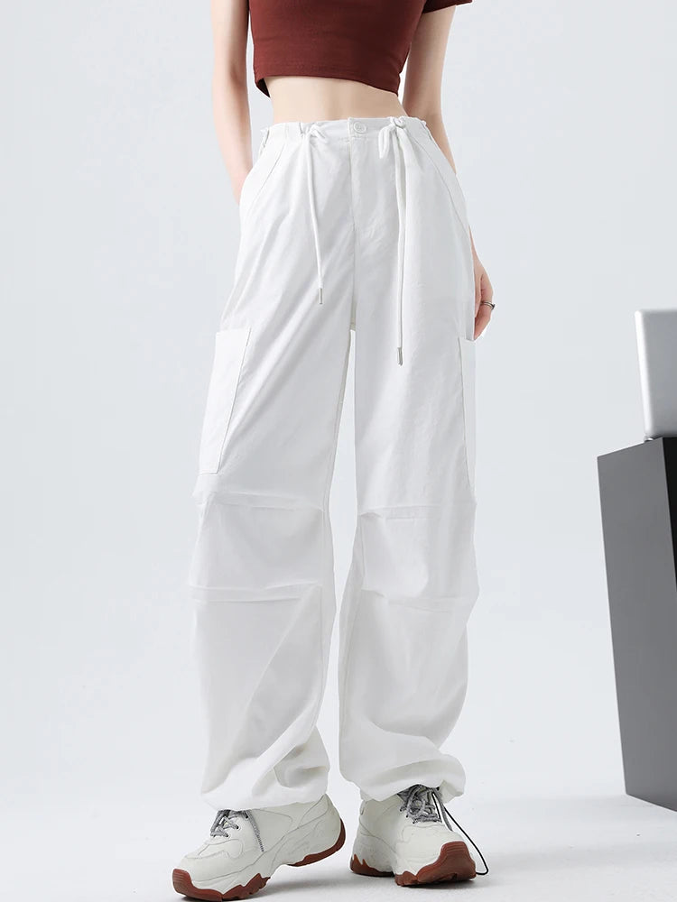 Retro Cargo Pants Women’s Y2K Drawstring Elastic Waist Sweatpants Stylish Streetwear Style Sweatpants Woman Clothes Pants