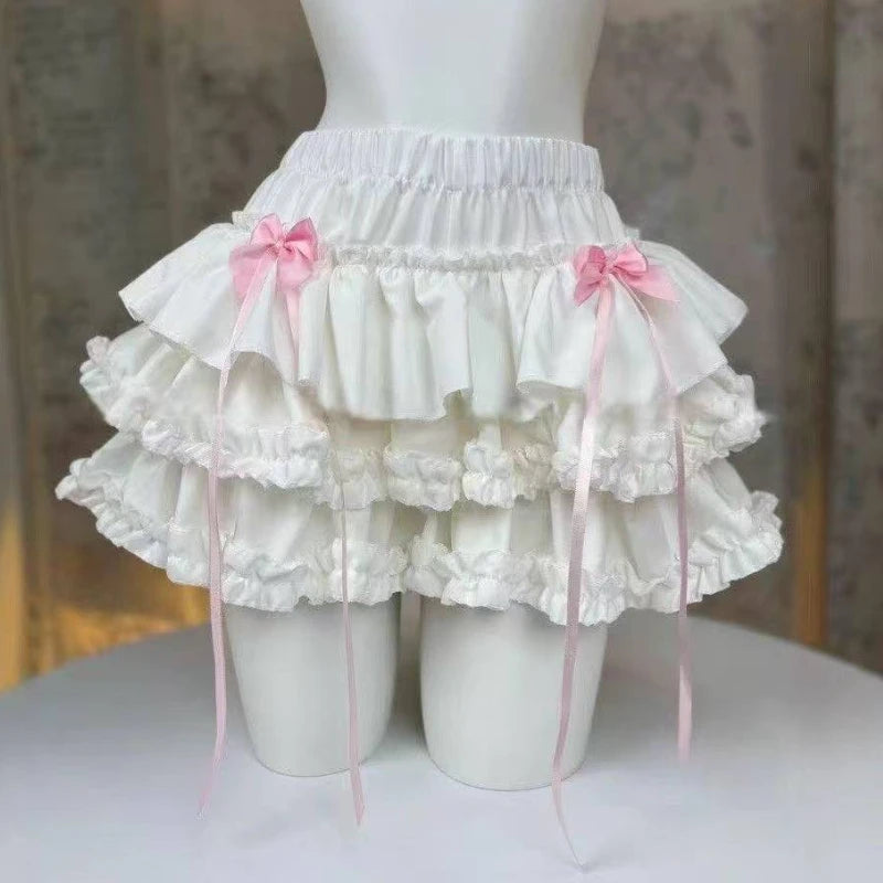 Mini Skirts for Women Sweet Cute Jupe Fashion Summer Japanese 2026 Faldas Mujer De Moda Bow Polka Dot Ruffles Y2k Skirt